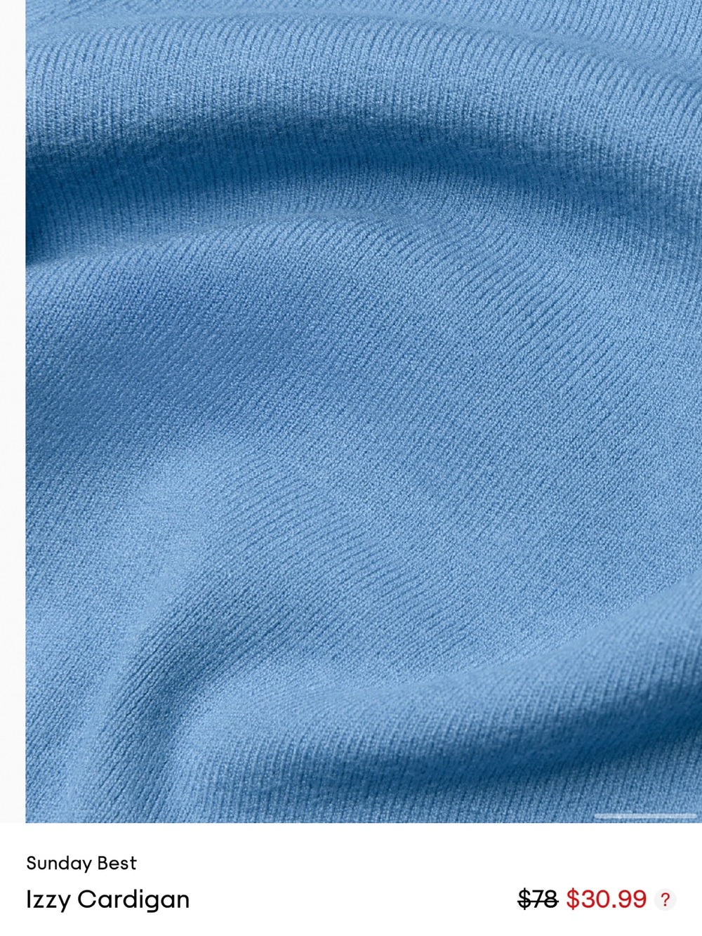 Aritzia Sky Blue Izzy Cropped Long-Sleeve Cardigan - Picture 3 of 5